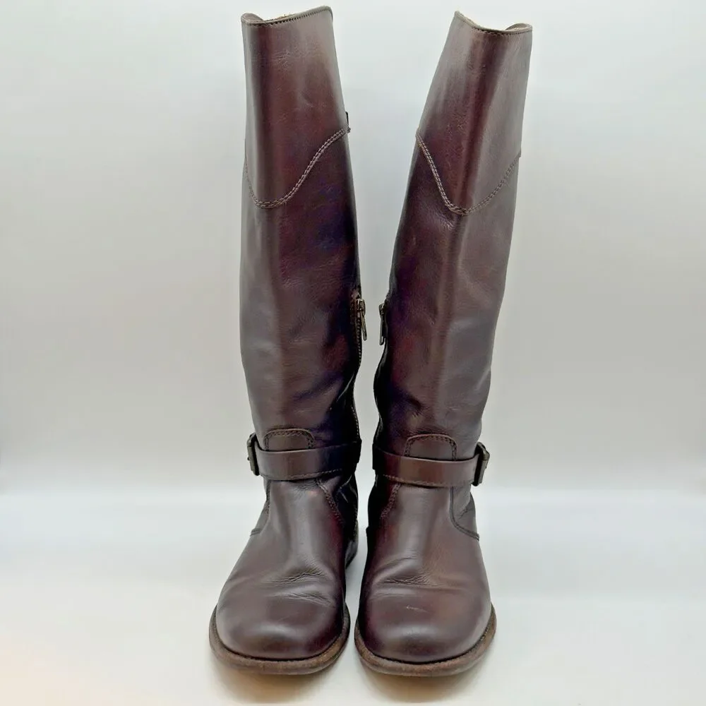 FRYE Phillip Knee High Leather Equestrian Riding Boots Women's 7.5B Dark Brown
